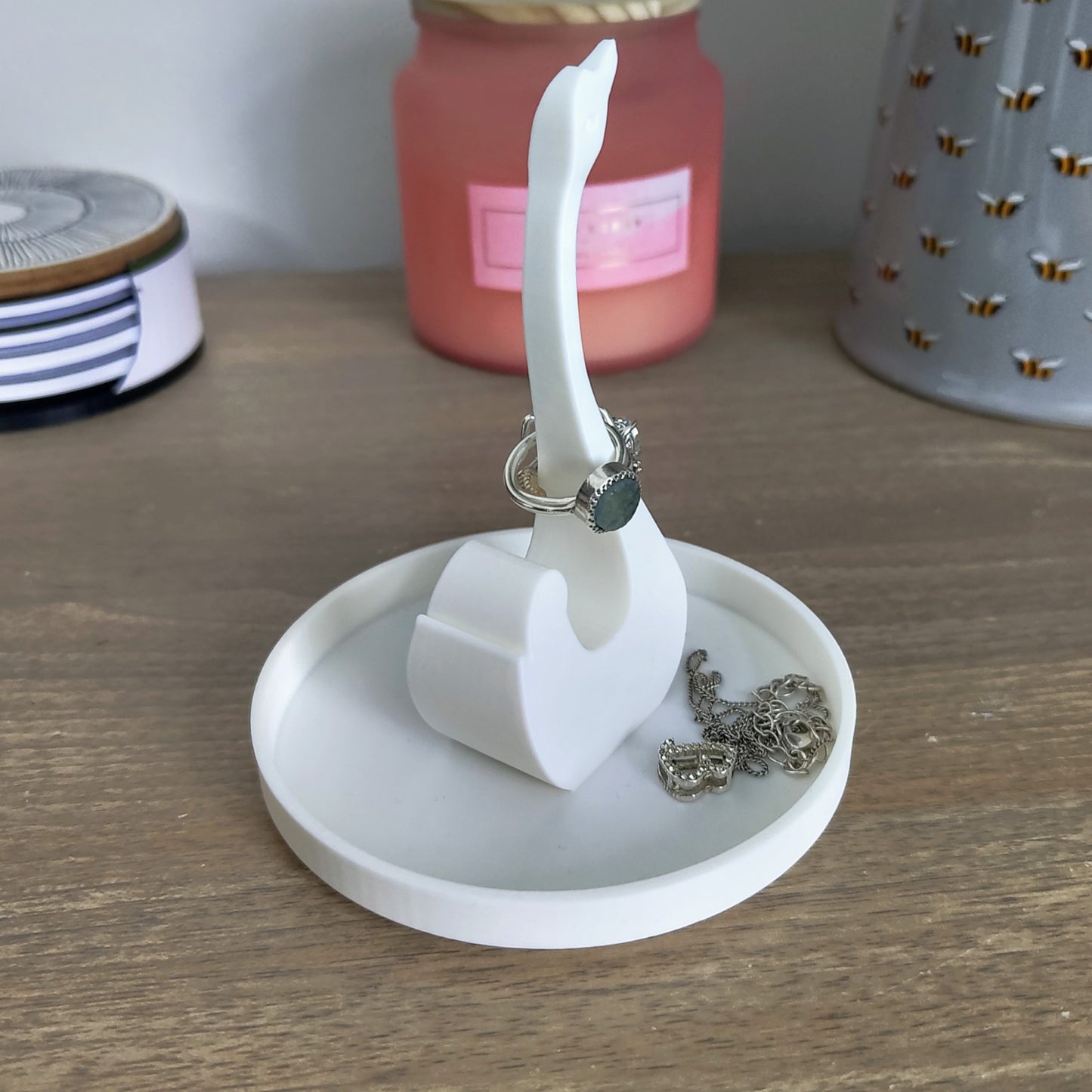 3D Printed Swan Jewellery Ring Dish Organizer Holder