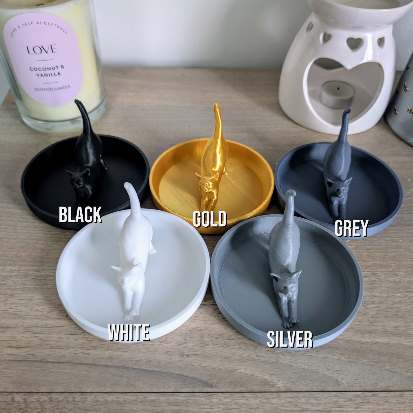 3D Printed Cat Jewellery Ring Dish Organizer Holder