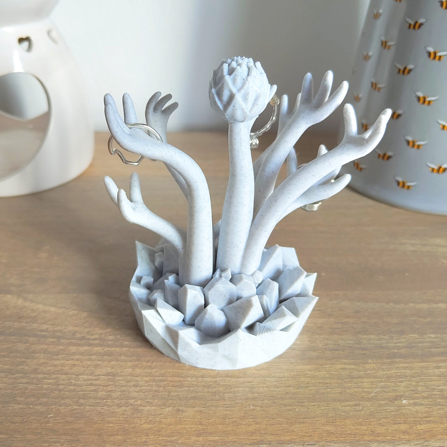 3D Printed Crystal Hand Flower Jewellery Holder - Elegant and Unique Organiser