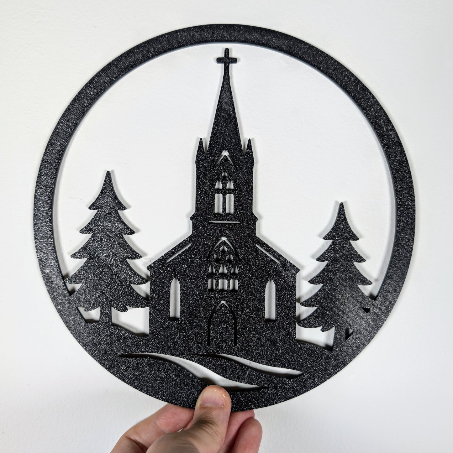 Gothic Church Wall Art – Intricate Scenery Design | 22cm Round Lightweight Cathedral Décor | Medieval Architecture Wall Hanging | 3D Printed