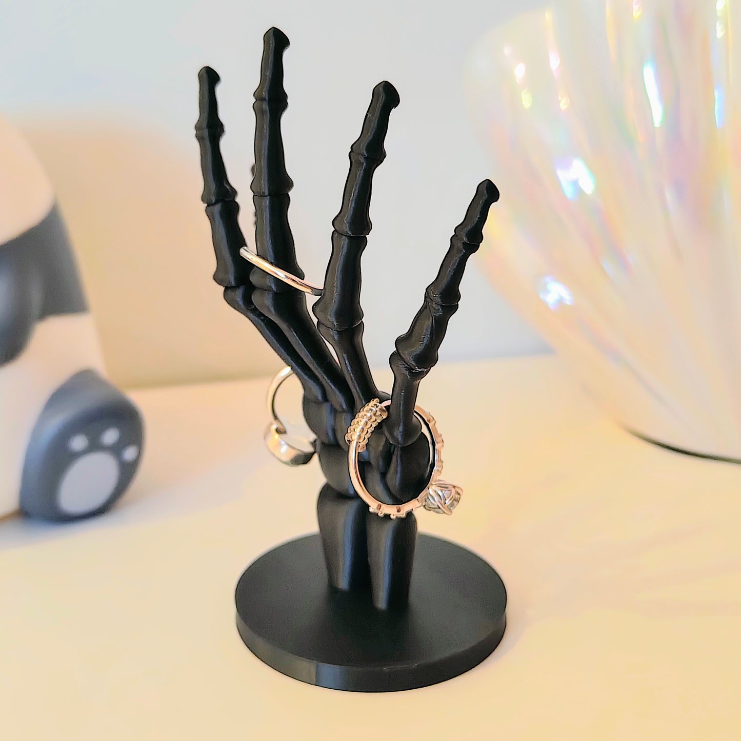 3D Printed Skeleton Hand Jewelry Ring Holder | Unique Décor Piece