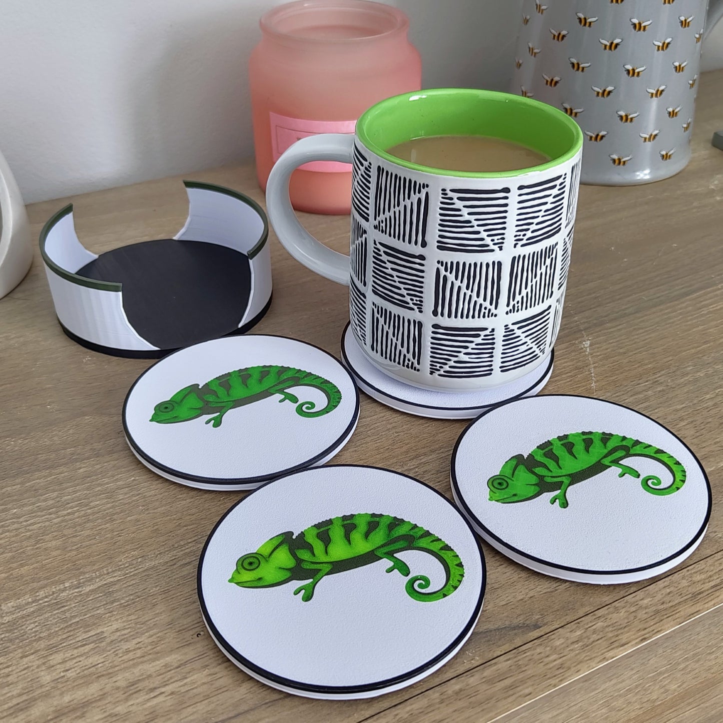 Colour-Shifting Coasters! 3D Printed Chameleon Design (Set of 4)