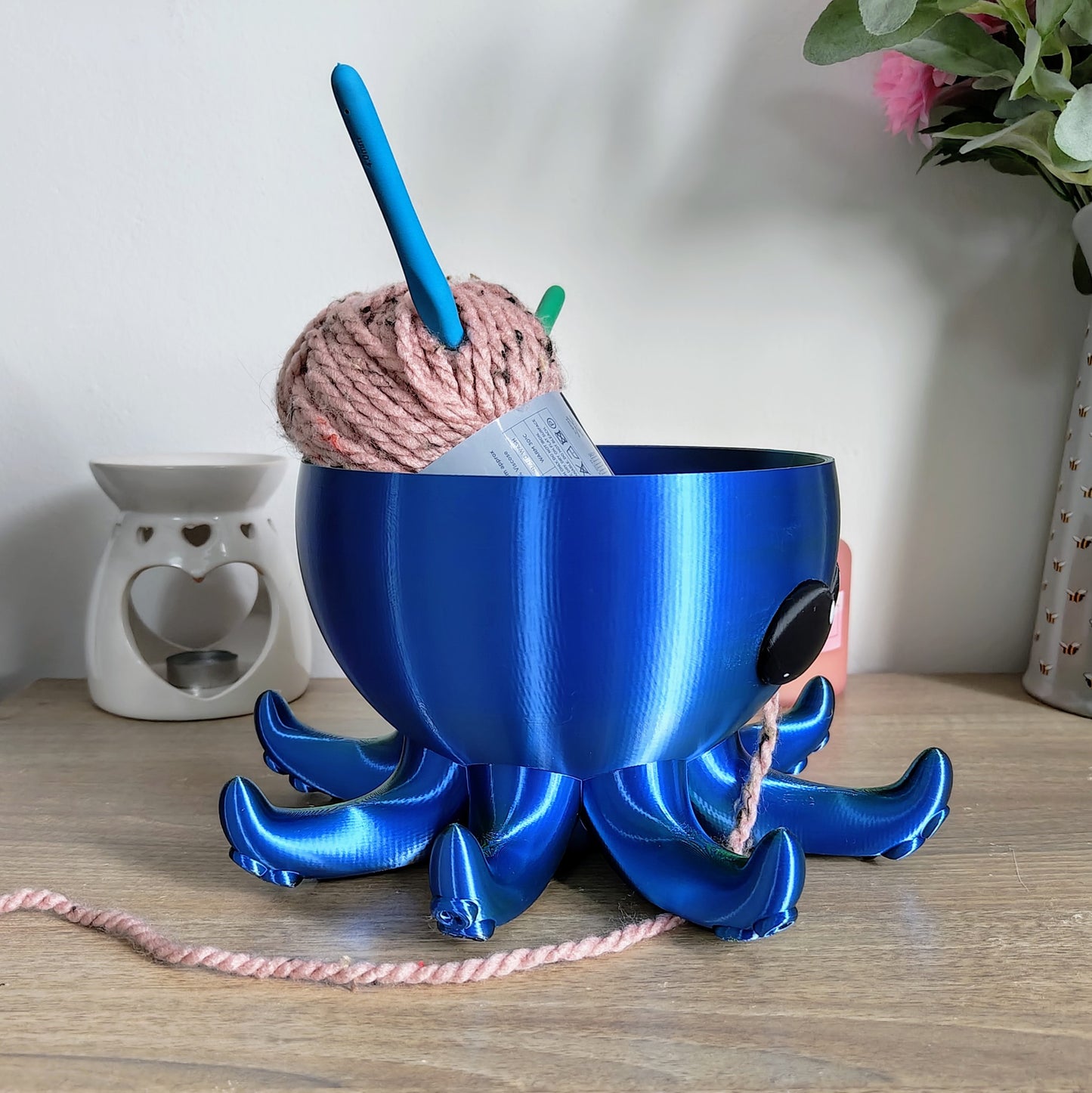 Cute Iridescent Octopus Yarn & Crochet Bowl – Unique Crafting Companion