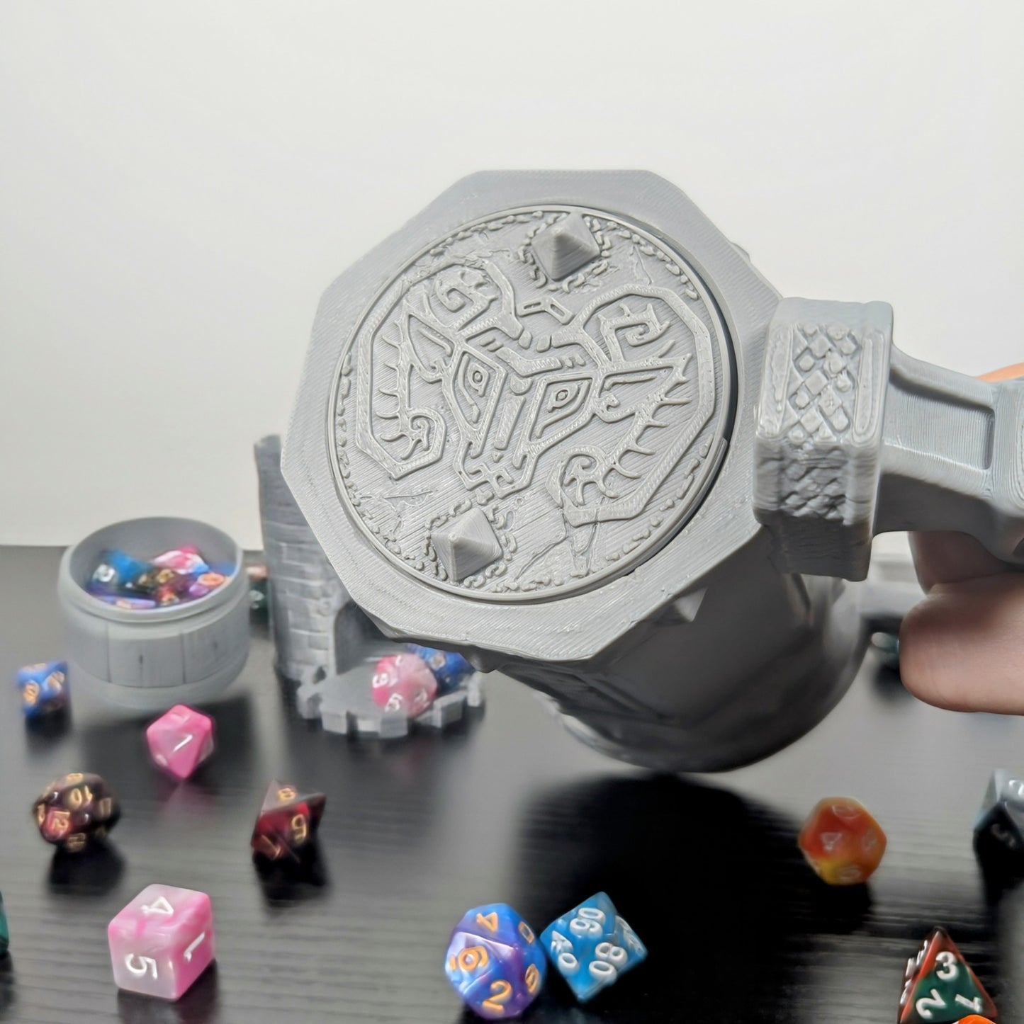 Dwarf DnD Mug Dice Tower | 3 -in-1 Can Holder & Paintable RPG Gift | 3D Printed | TTRPG Accessory