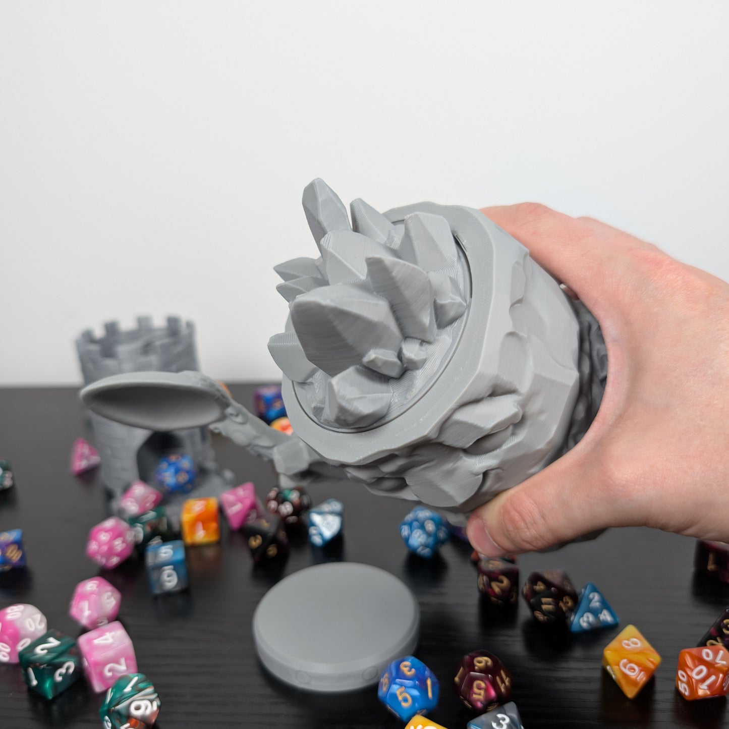 Golem DnD Mug Dice Tower | 2-in-1 Can Holder & Paintable RPG Gift | 3D Printed | TTRPG Accessory