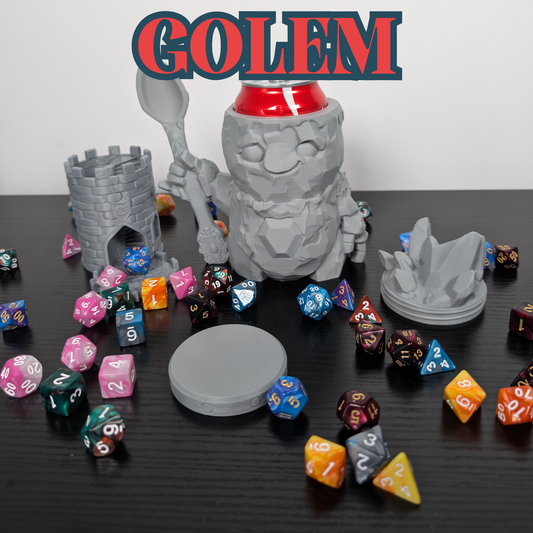 Golem DnD Mug Dice Tower | 2-in-1 Can Holder & Paintable RPG Gift | 3D Printed | TTRPG Accessory