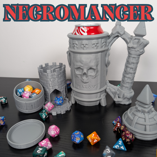 Necromancer DnD Mug Dice Tower | 3-in-1 Can Holder, Dice Box & Paintable RPG Gift | 3D Printed | TTRPG Accessory