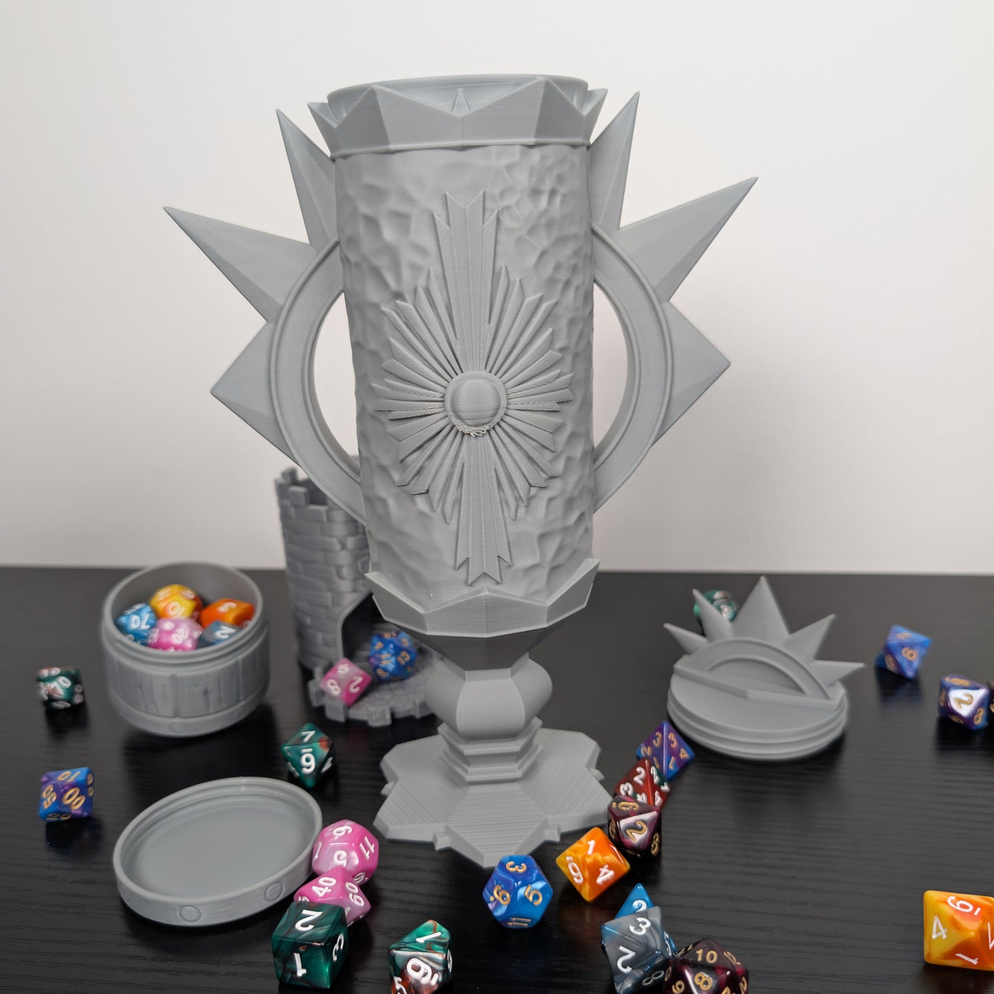 Paladin DnD Mug Dice Tower | 3-in-1 Can Holder, Dice Box & Paintable RPG Gift | 3D Printed | TTRPG Accessory