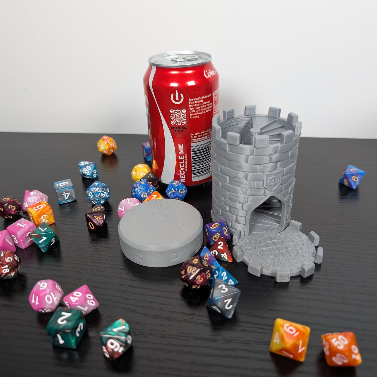 Treasure DnD Mug Dice Tower | 2-in-1 Can Holder, Dice Box & Paintable RPG Gift | 3D Printed | TTRPG Accessory