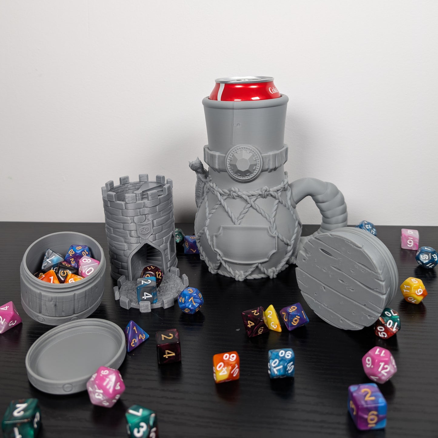 Wizard DnD Mug Dice Tower | 3-in-1 Can Holder, Dice Box & Paintable RPG Gift | 3D Printed | TTRPG Accessory