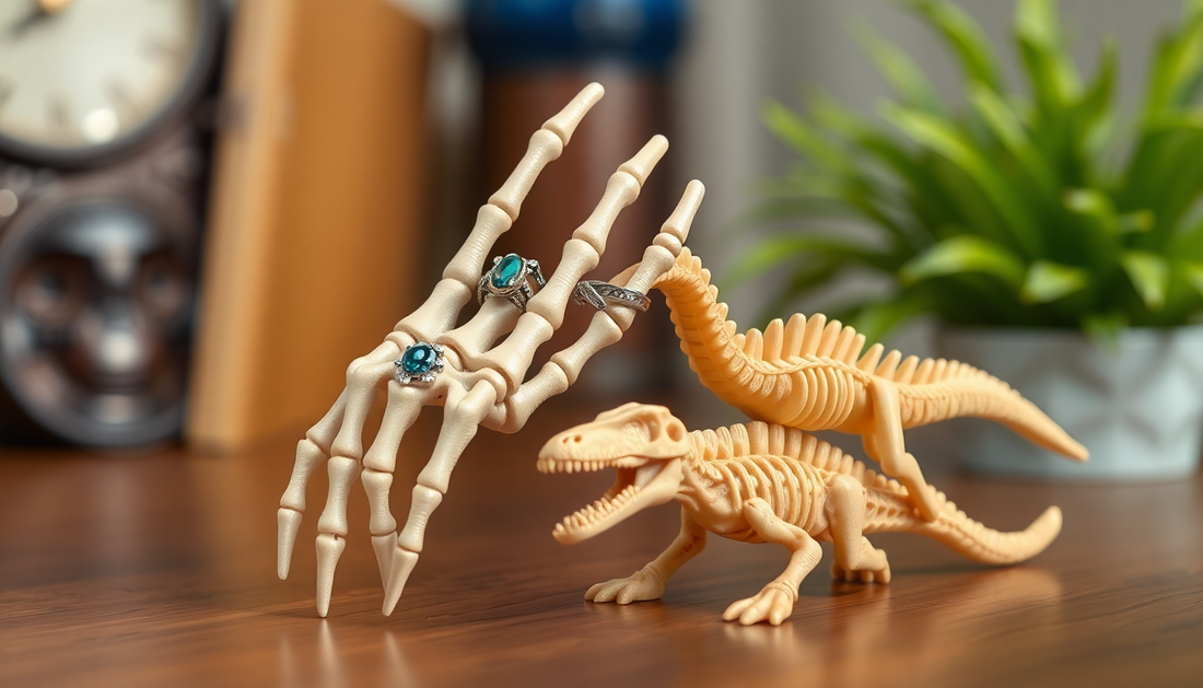 Crafting Unique Home Decor: A Guide to Custom 3D Printed Skeleton Hand Jewelry and Dinosaur Ring Holders