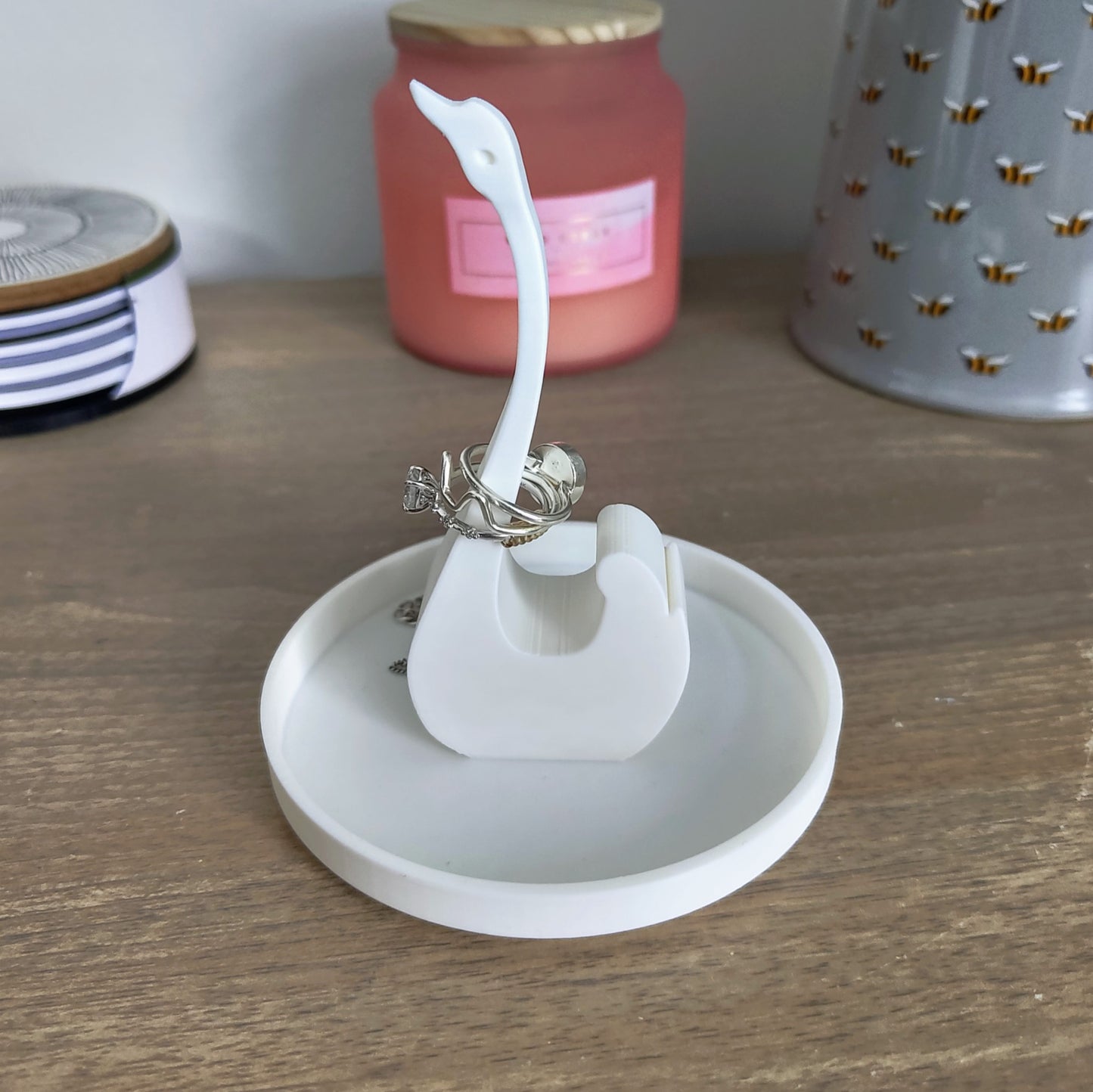 3D Printed Swan Jewellery Ring Dish Organizer Holder