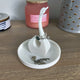 3D printed swan ring dish in white showing elegant swan neck and tray design