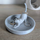 3D printed cat ring dish in white showing cat-shaped tray design