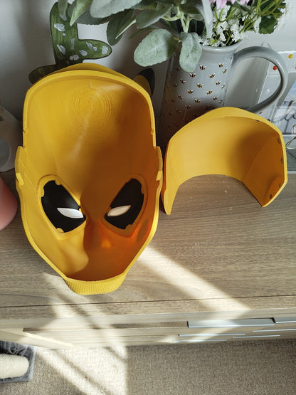 3D Printed PikaPool Helmet Mask for 24" Head - Unique Deadpool Pikachu Cosplay