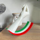 3D printed swinging Italian hand gesture in white showing pinched fingers gesture