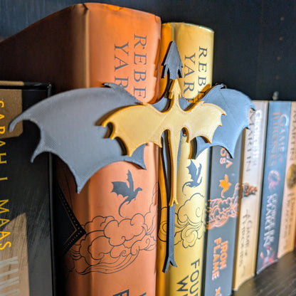 Double Dragon Fourth Wing Book Insert | Bookmark | Reading Accessory | Black & Gold Dragon Design