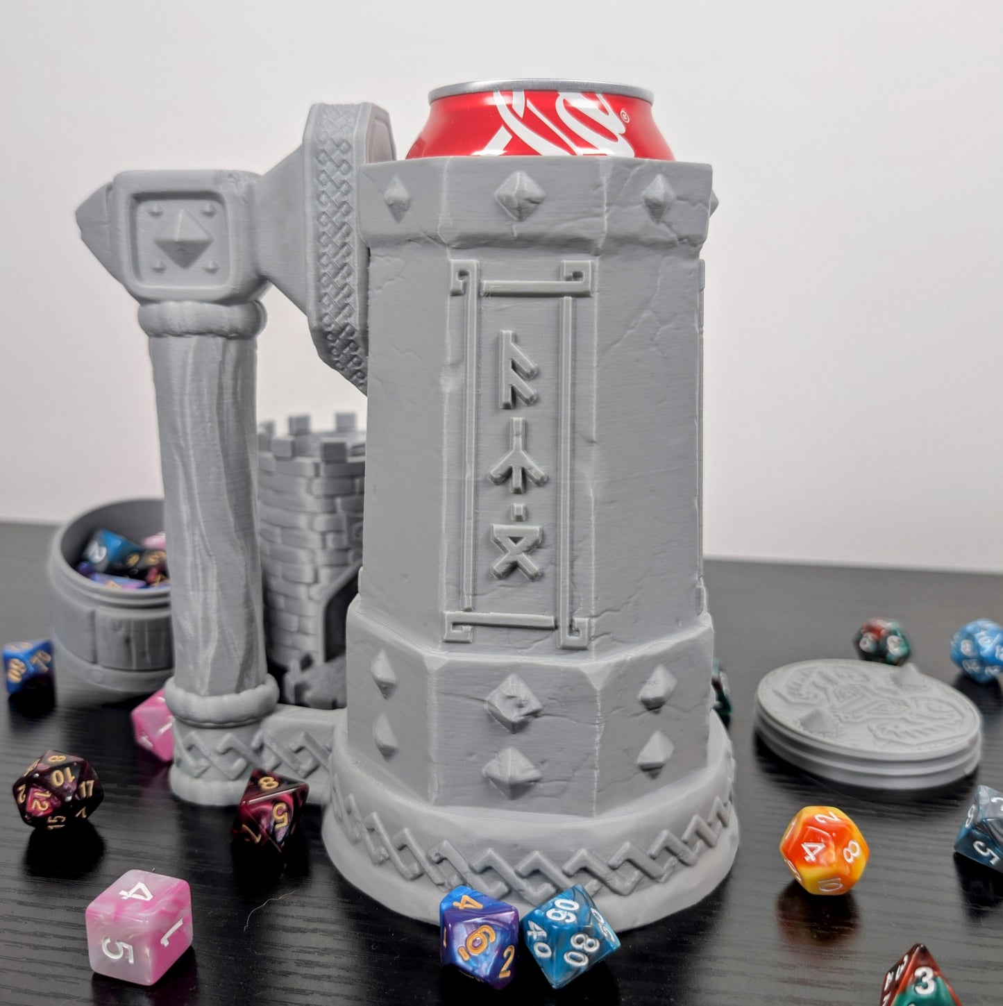 Dwarf DnD Mug Dice Tower | 3 -in-1 Can Holder & Paintable RPG Gift | 3D Printed | TTRPG Accessory