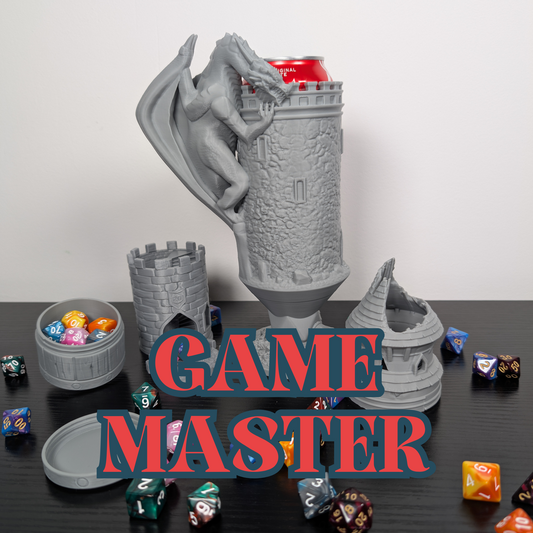 Game Master DnD Mug Dice Tower | 3-in-1 Can Holder, Dice Box & Paintable RPG Gift | 3D Printed | TTRPG Accessory