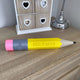 Giant personalised 3D printed pencil case shaped like a pencil with custom name