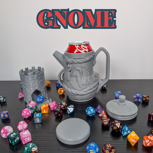 Gnome DnD Mug Dice Tower | 2-in-1 Can Holder, Dice Box & Paintable RPG Gift | 3D Printed | TTRPG Accessory