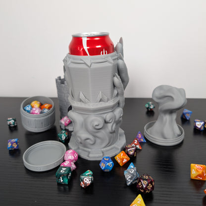 Sorcerer DnD Mug Dice Tower | 3-in-1 Can Holder, Dice Box & Paintable RPG Gift | 3D Printed | TTRPG Accessory
